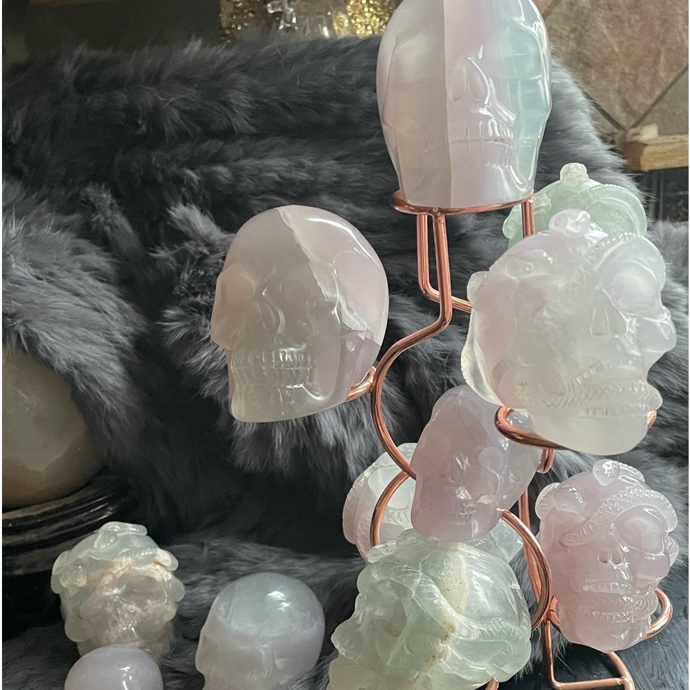 Sale Skulls with or without snakes, fluorite, crystals each piece is unique
